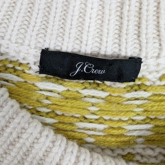J. Crew Wool Blend Fair Isle Ski Sweater   M Ivory/Blue/Red/Gold Off White K4650 - Picture 4 of 6